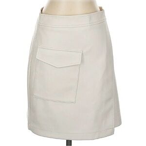 NEW - LOFT Cream Faux Leather Mini Skirt with Pocket